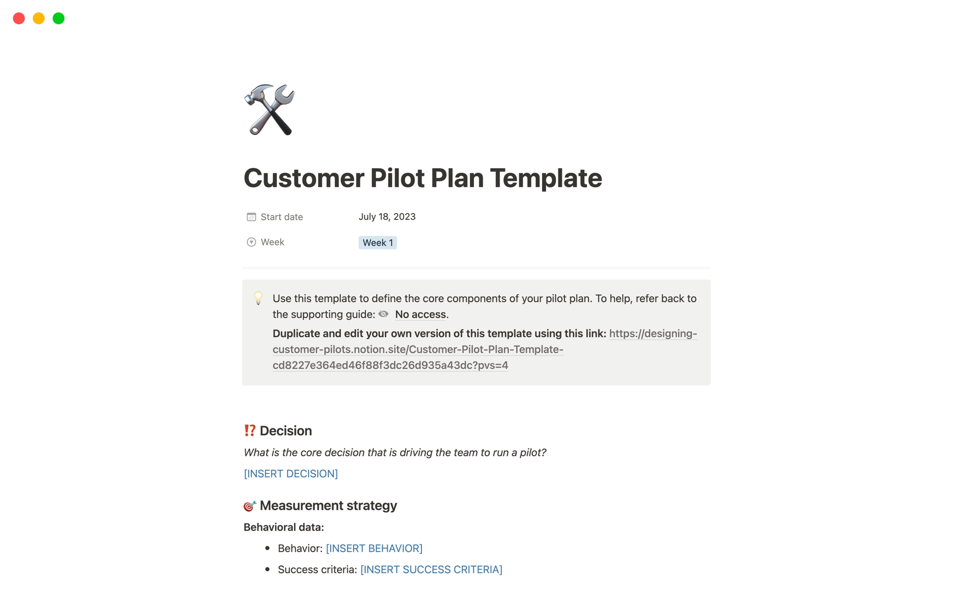 Customer Pilot Plan Template Template by Sean Rice | Notion Marketplace