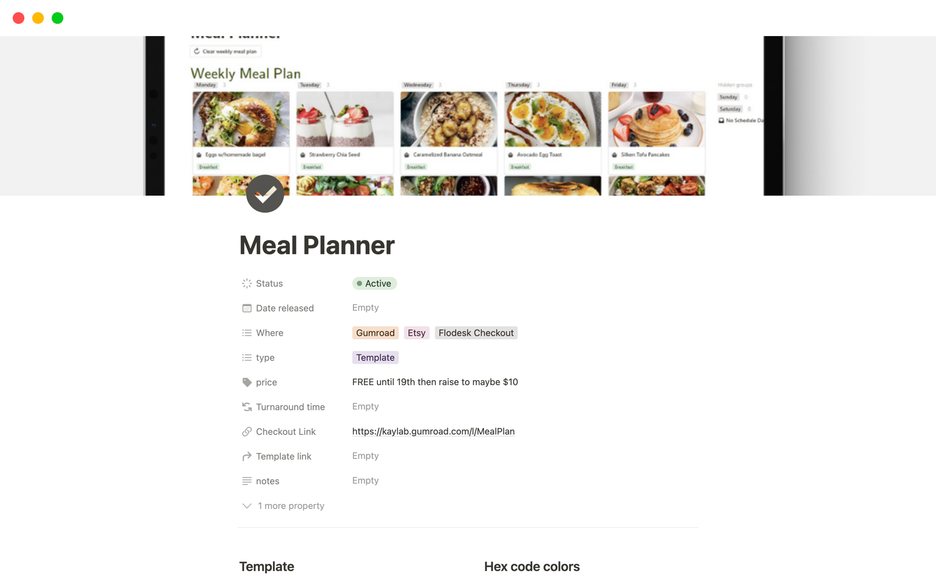 Meal Planner のプレビュー
