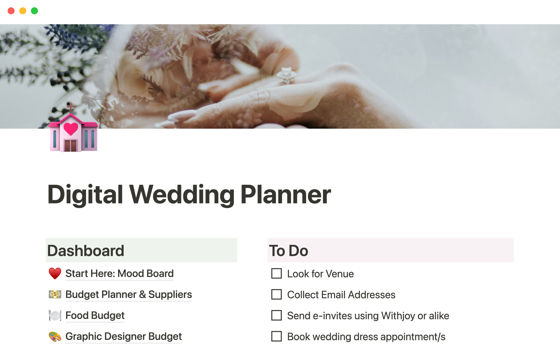 Digital wedding planner のプレビュー