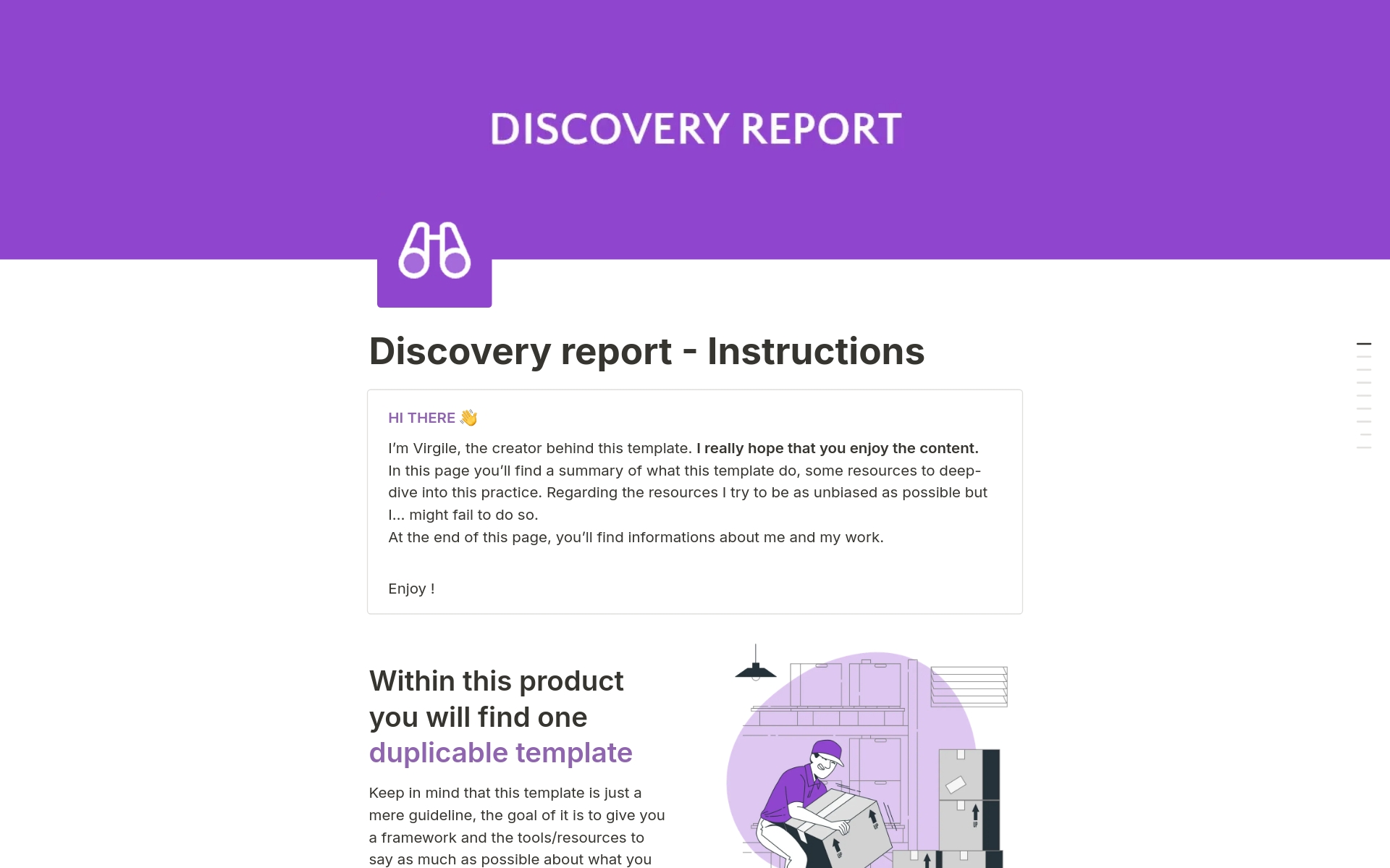 Discovery report Template by Virgile Gouala | Notion Marketplace