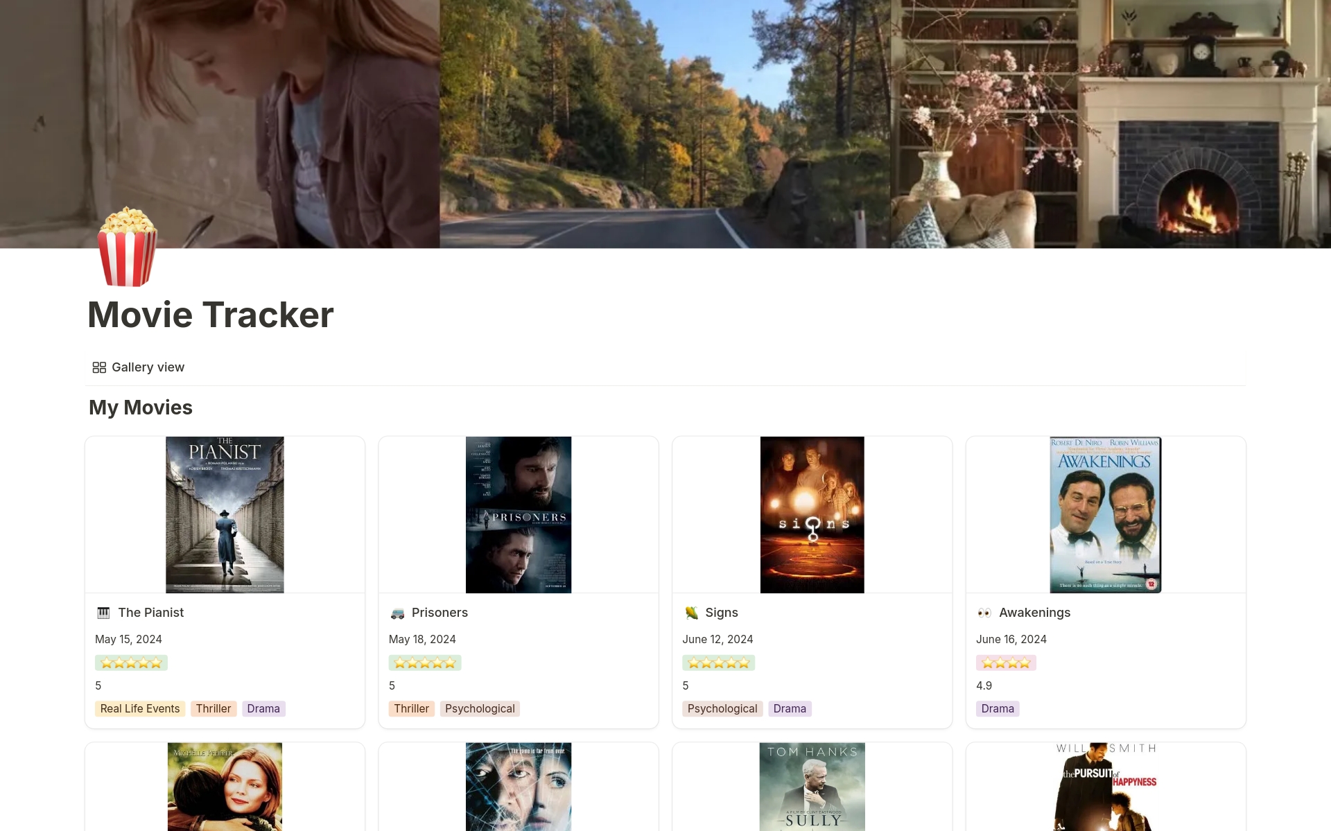 Aesthetic Movie/Film Tracker のプレビュー