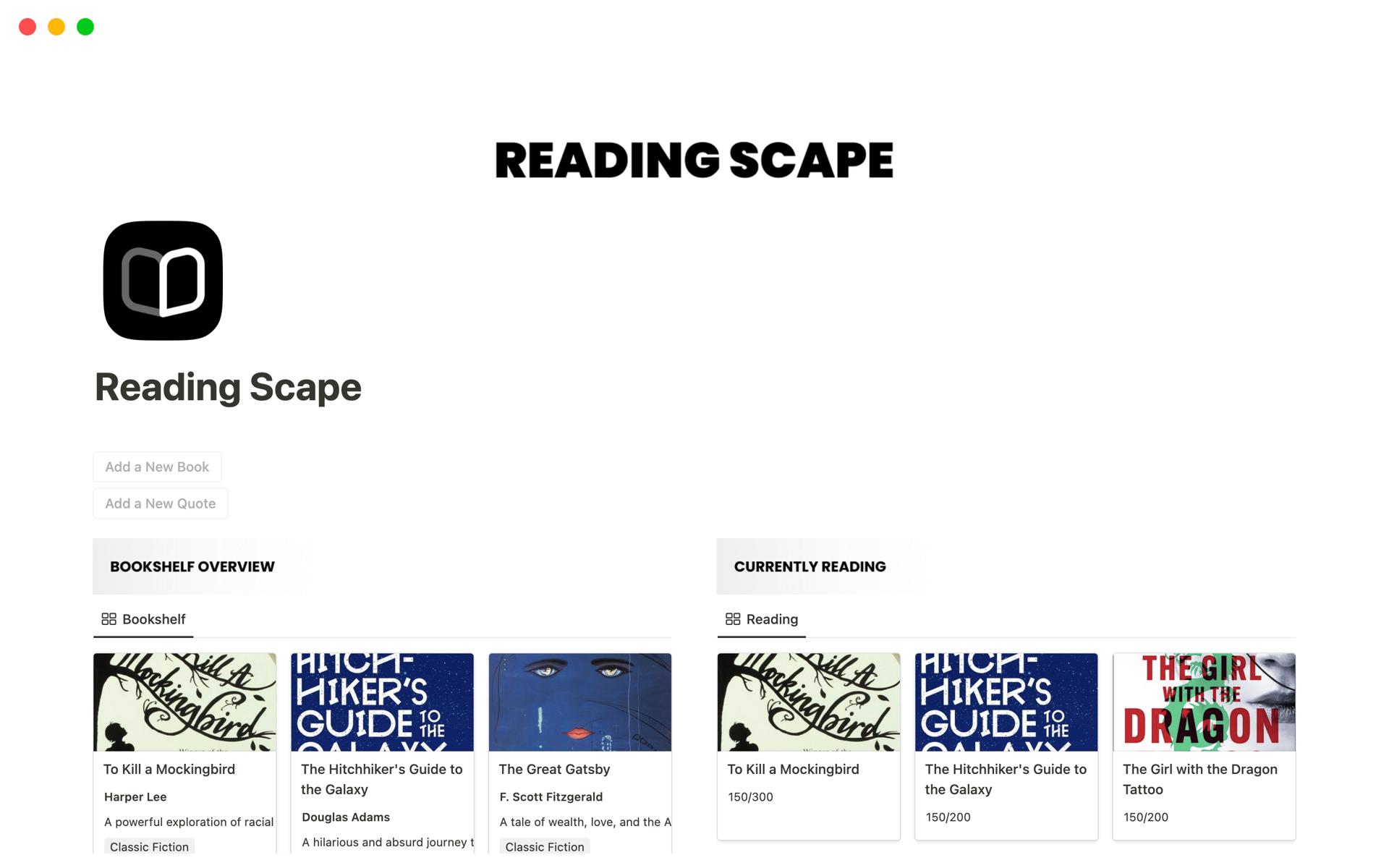 ReadingScape (Reading List, Habit & Book Tracker) のプレビュー