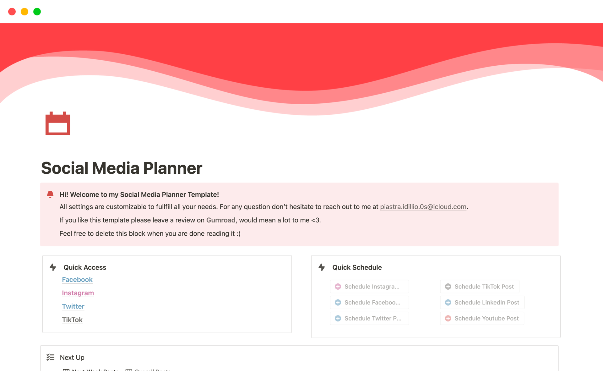 Social Media Planner | Notion Template