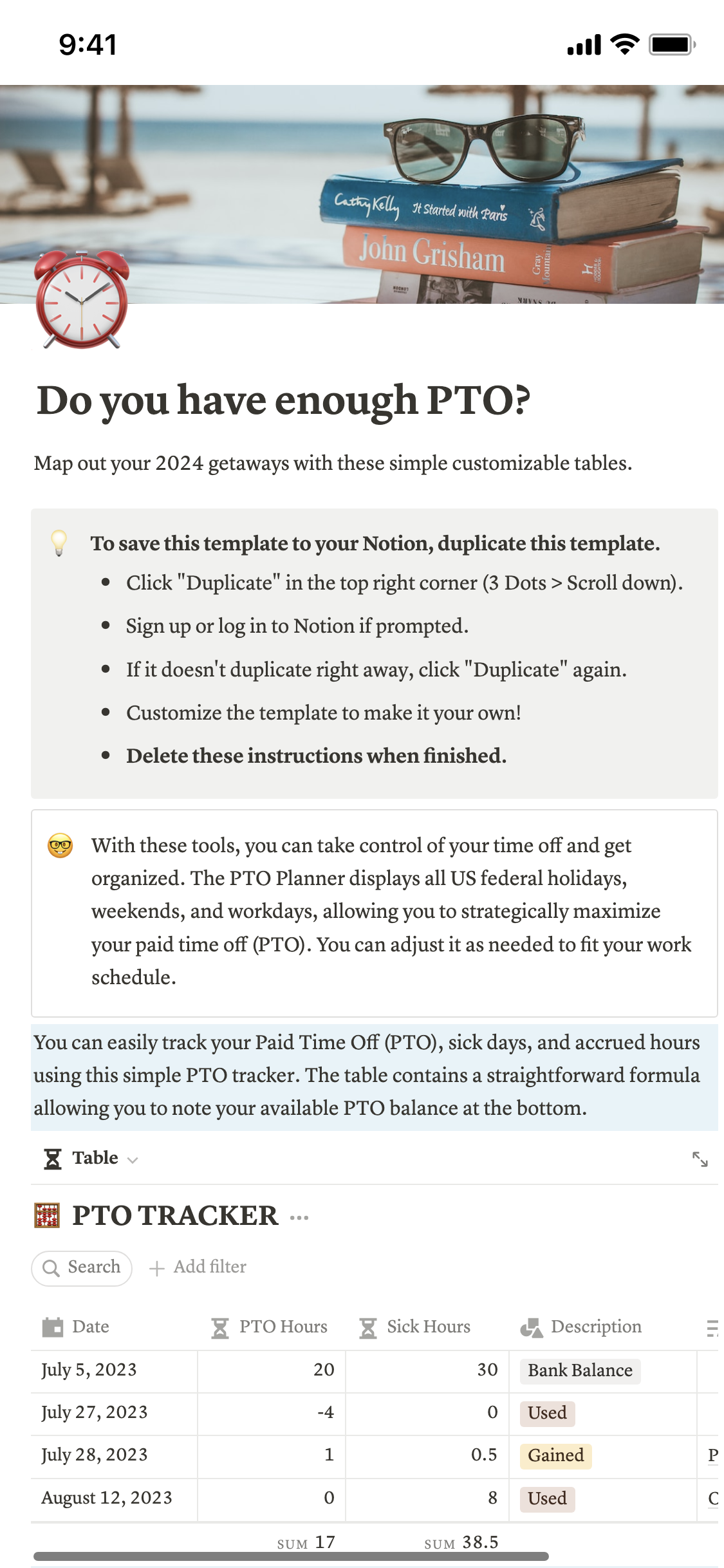 Do you have enough PTO? | Notion Template