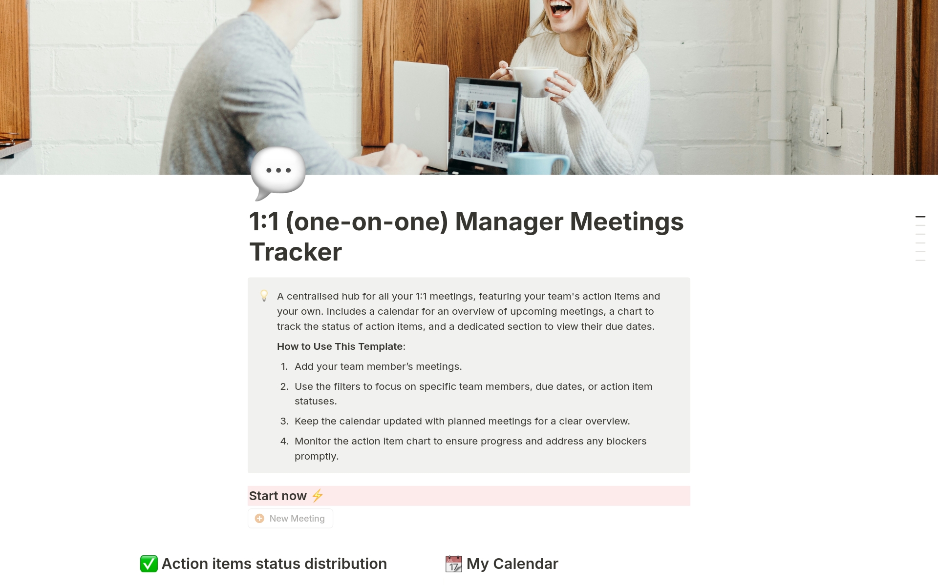 1:1 (one-on-one) Manager Meetings Tracker のプレビュー
