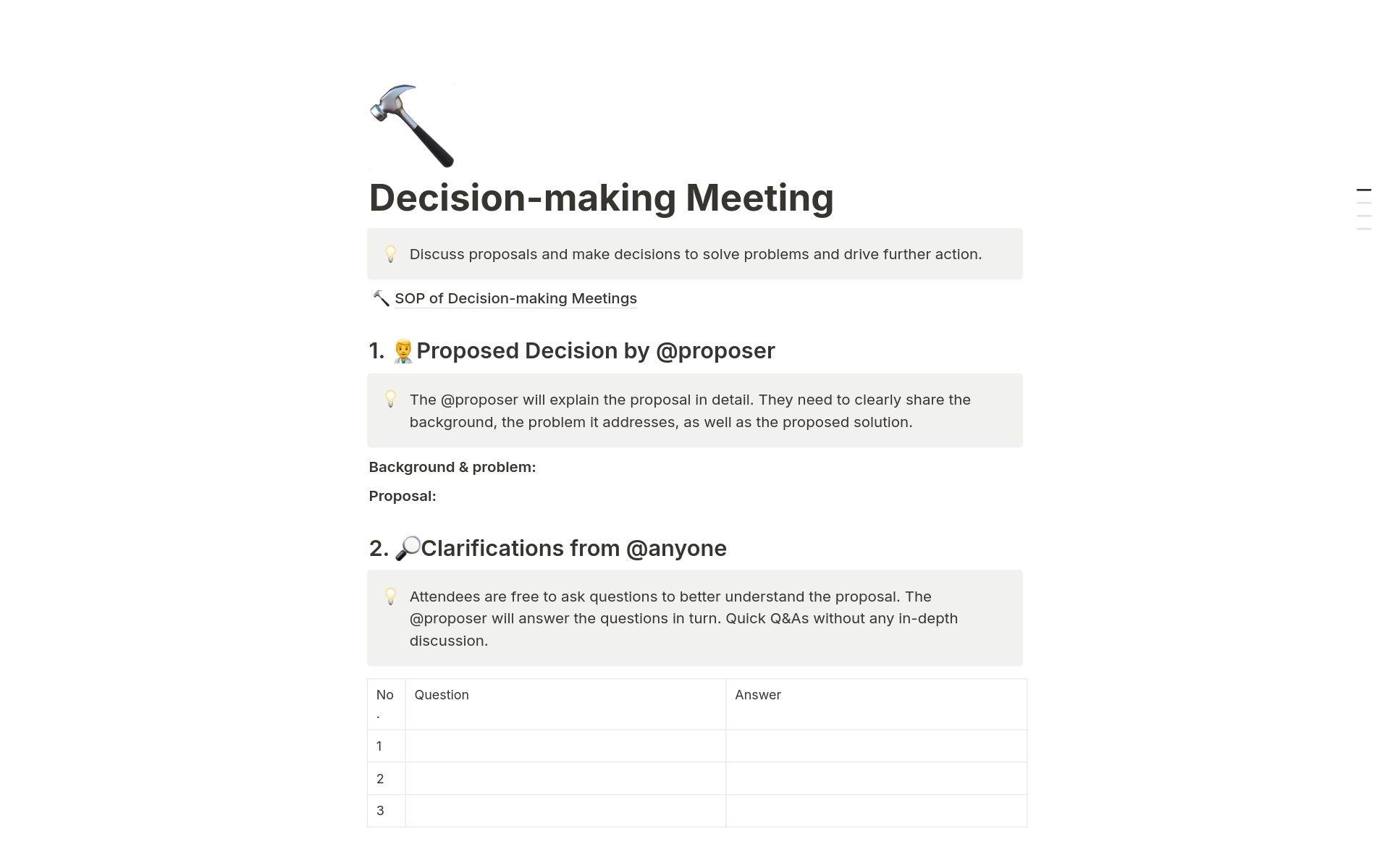 Decision-making Meeting Template by Huddles.app | Notion Marketplace