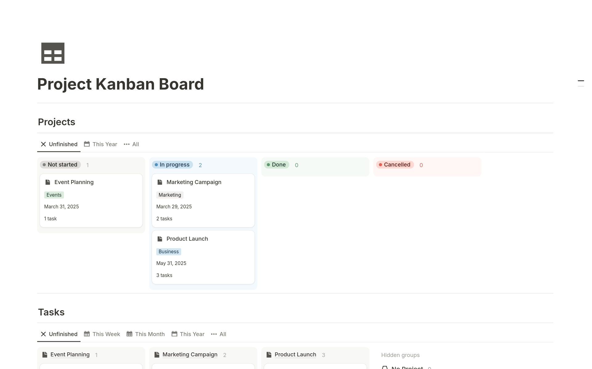 Project Kanban Board のプレビュー