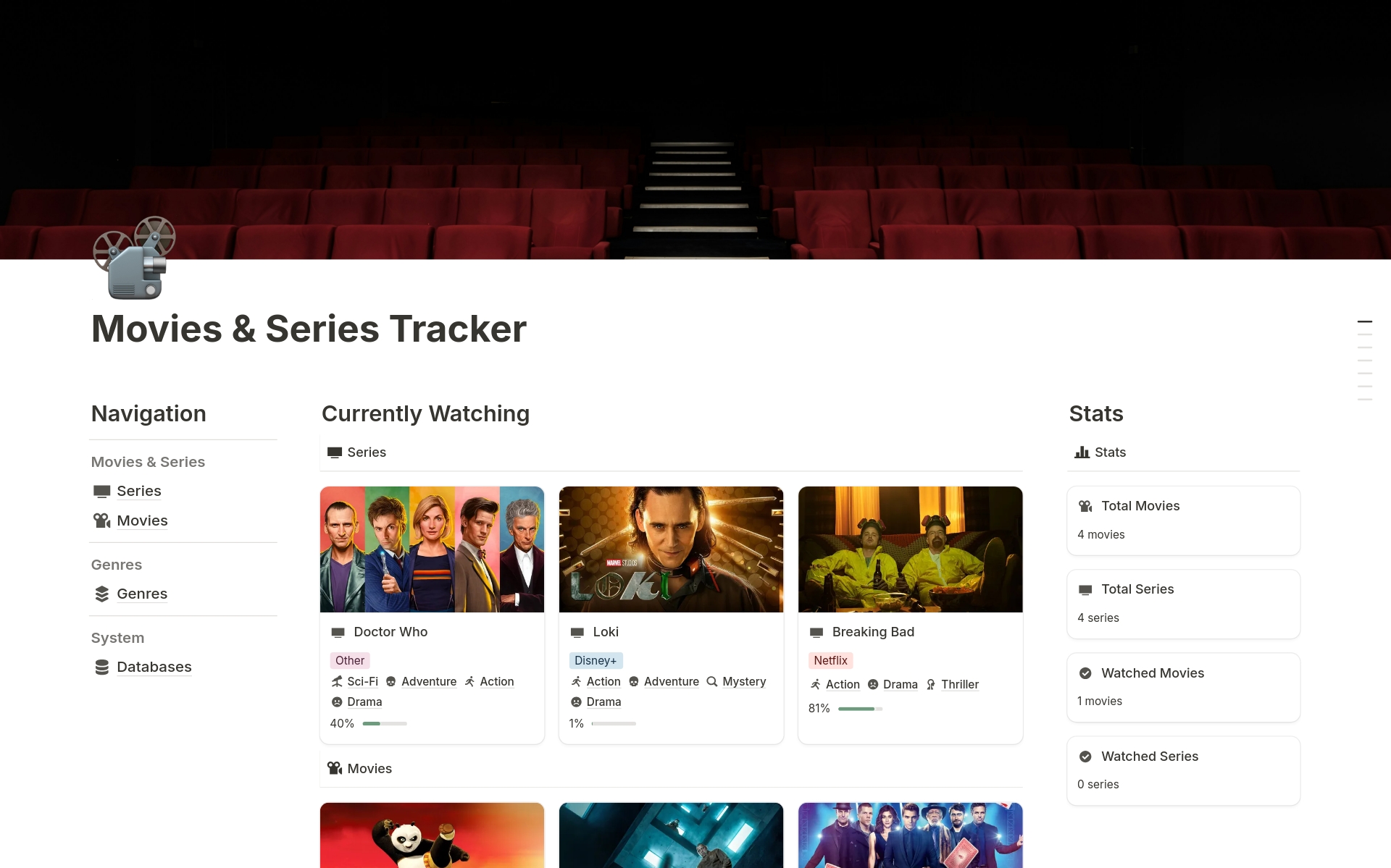 Movies & Series Tracker のプレビュー