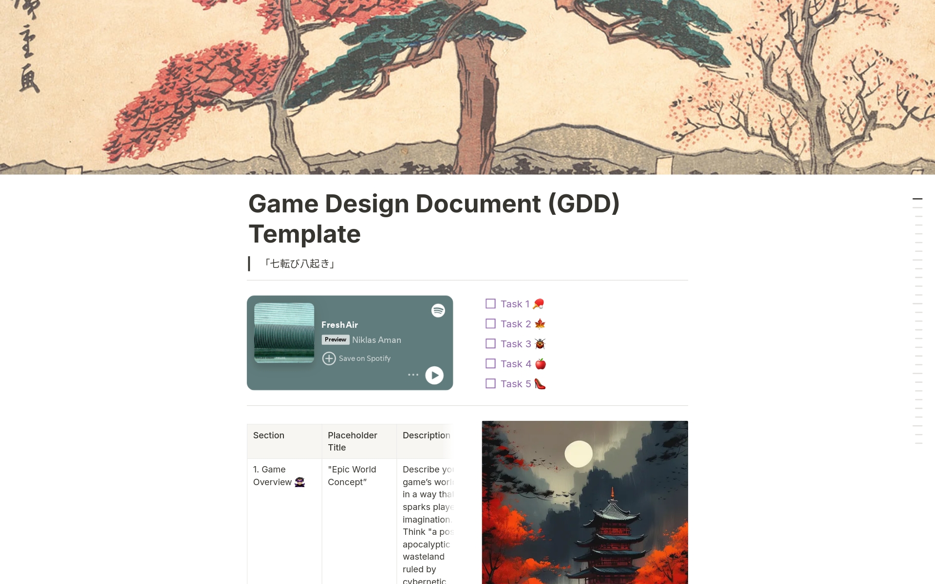 Game Design Document (GDD) Template | Notion Marketplace