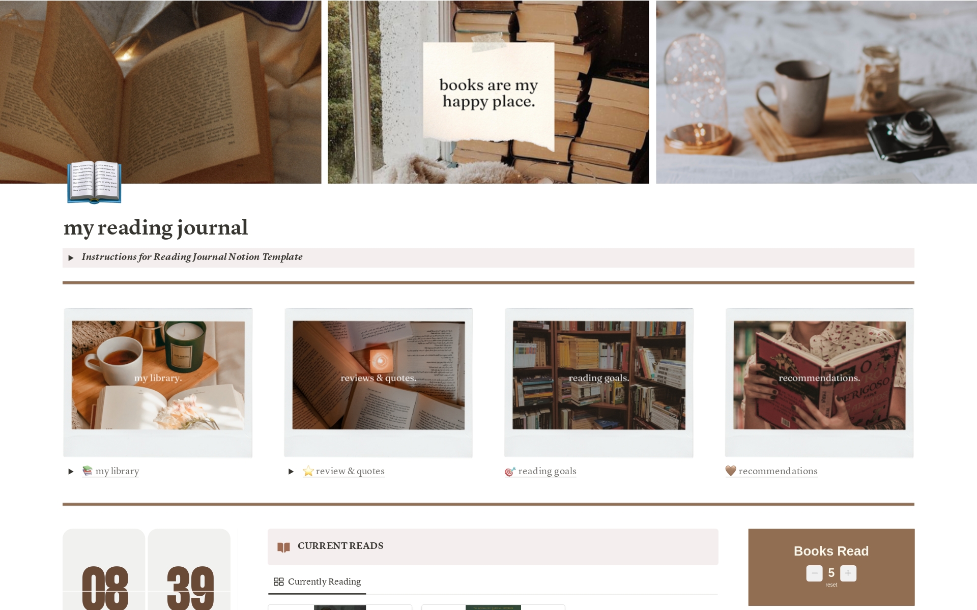 Reading Journal and Book Tracker のプレビュー