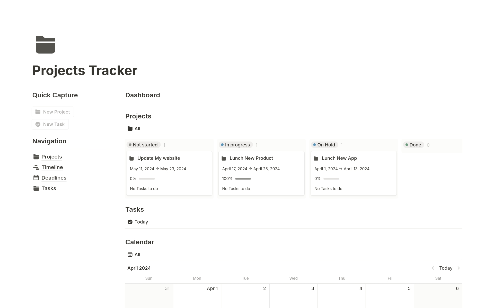 Projects Tracker Template by Temply | Notion Marketplace