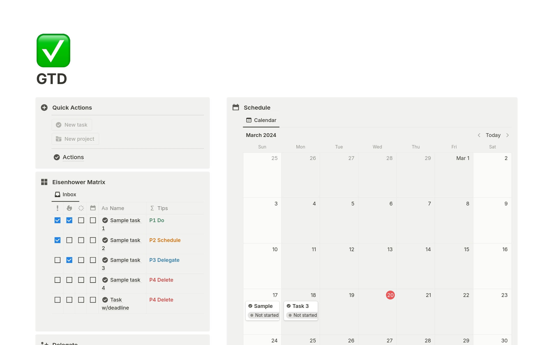 Getting Things Done ( GTD Dashboard ) Template by Hansel