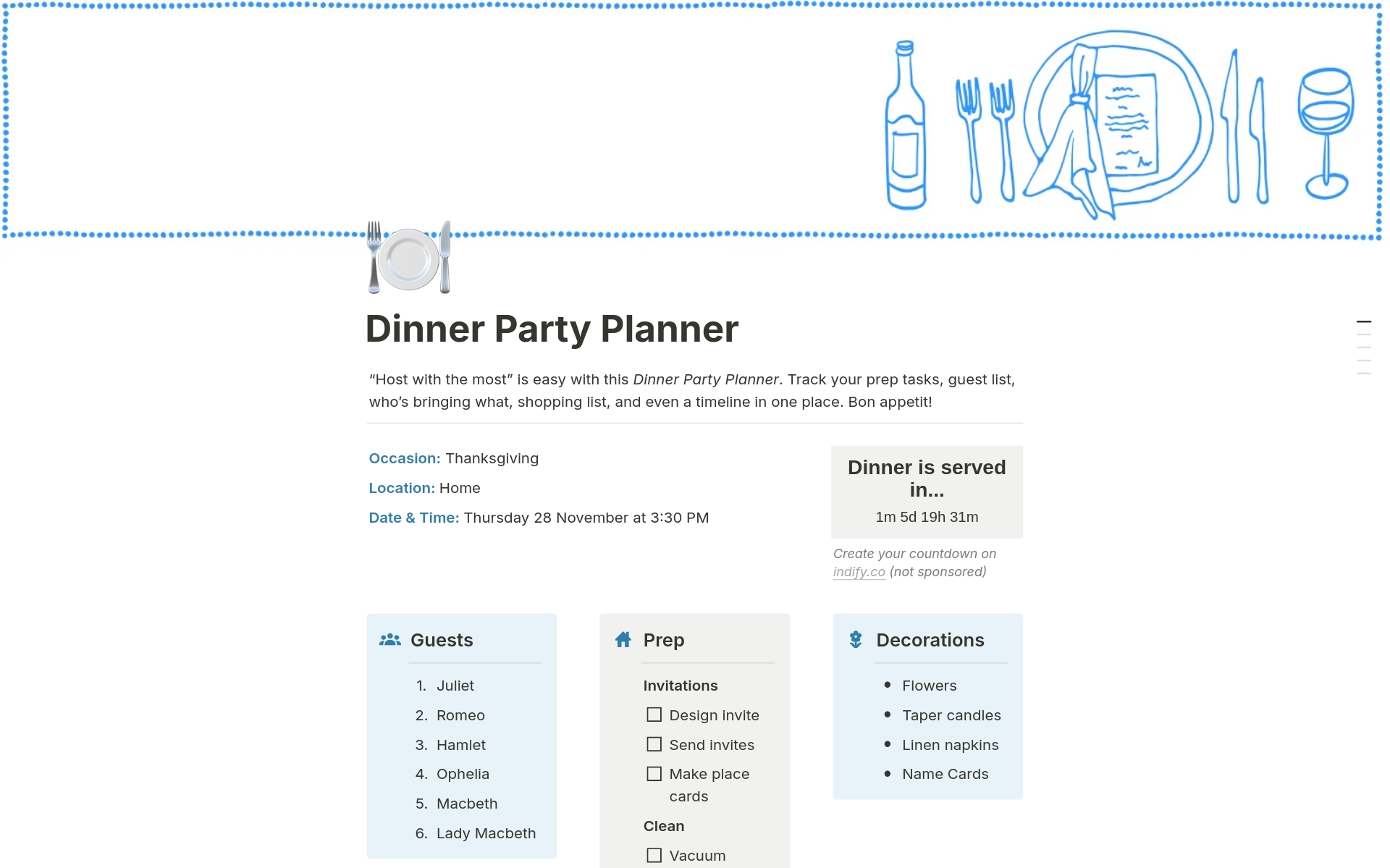 Dinner Party Planner Template Complete Catering & Event Planner
