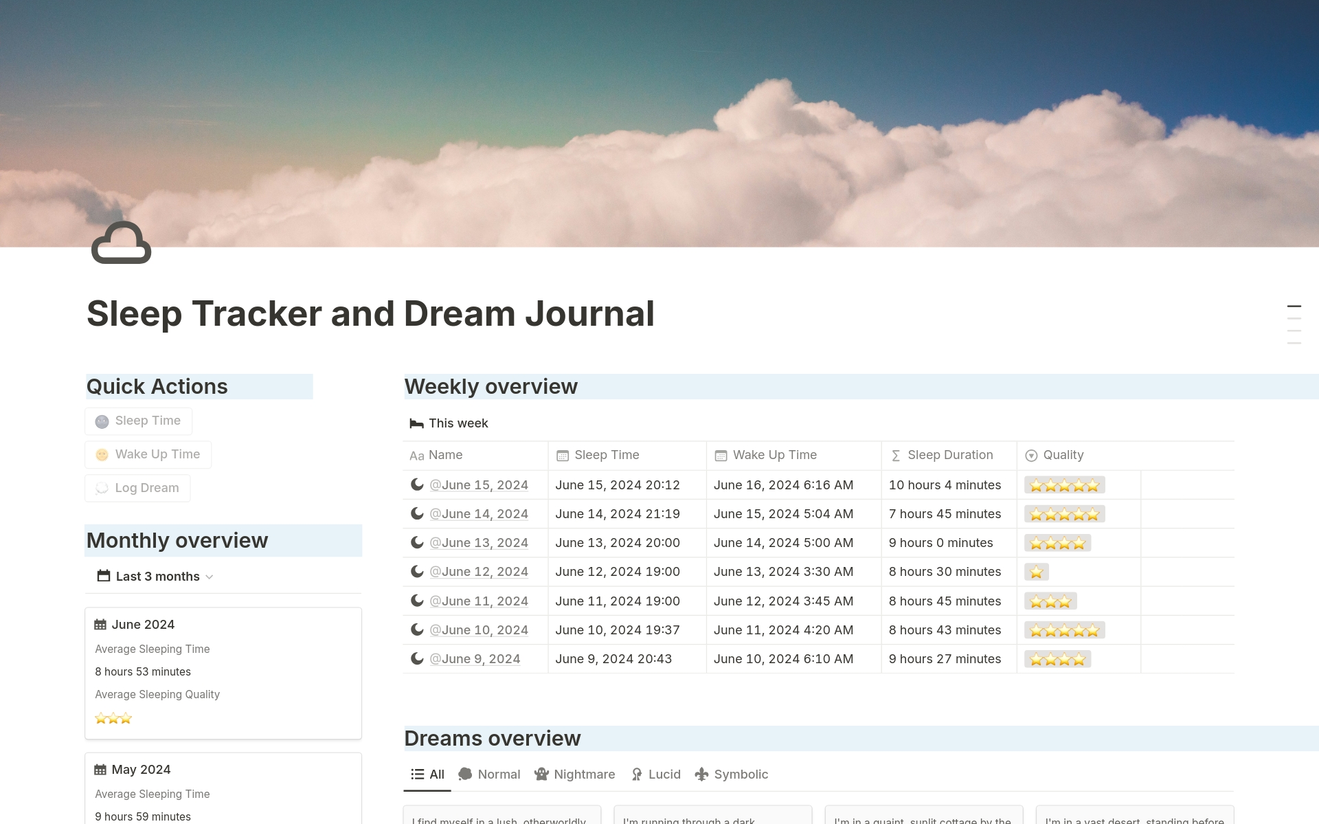 Sleep Tracker and Dream Journal のプレビュー