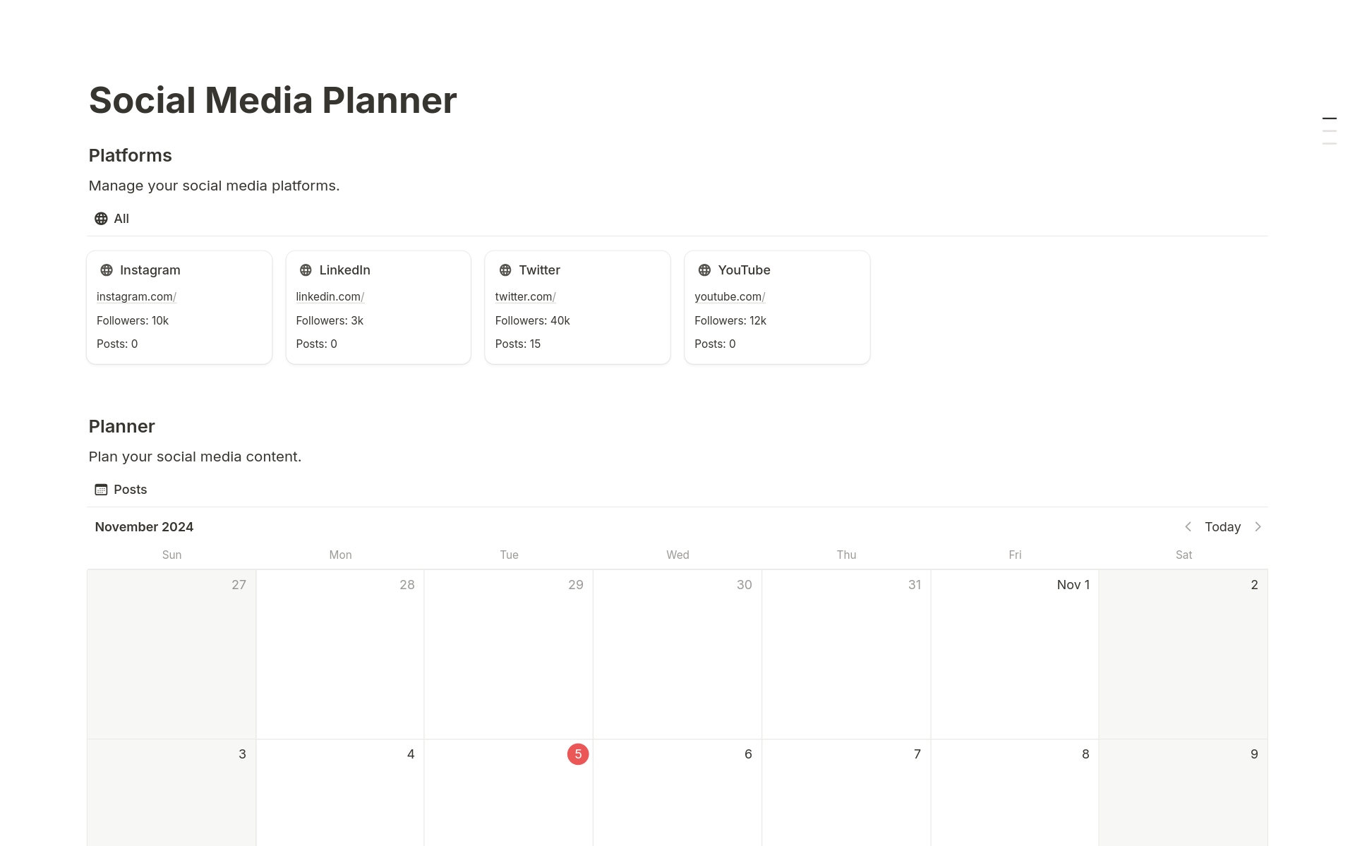 Social Media Planner