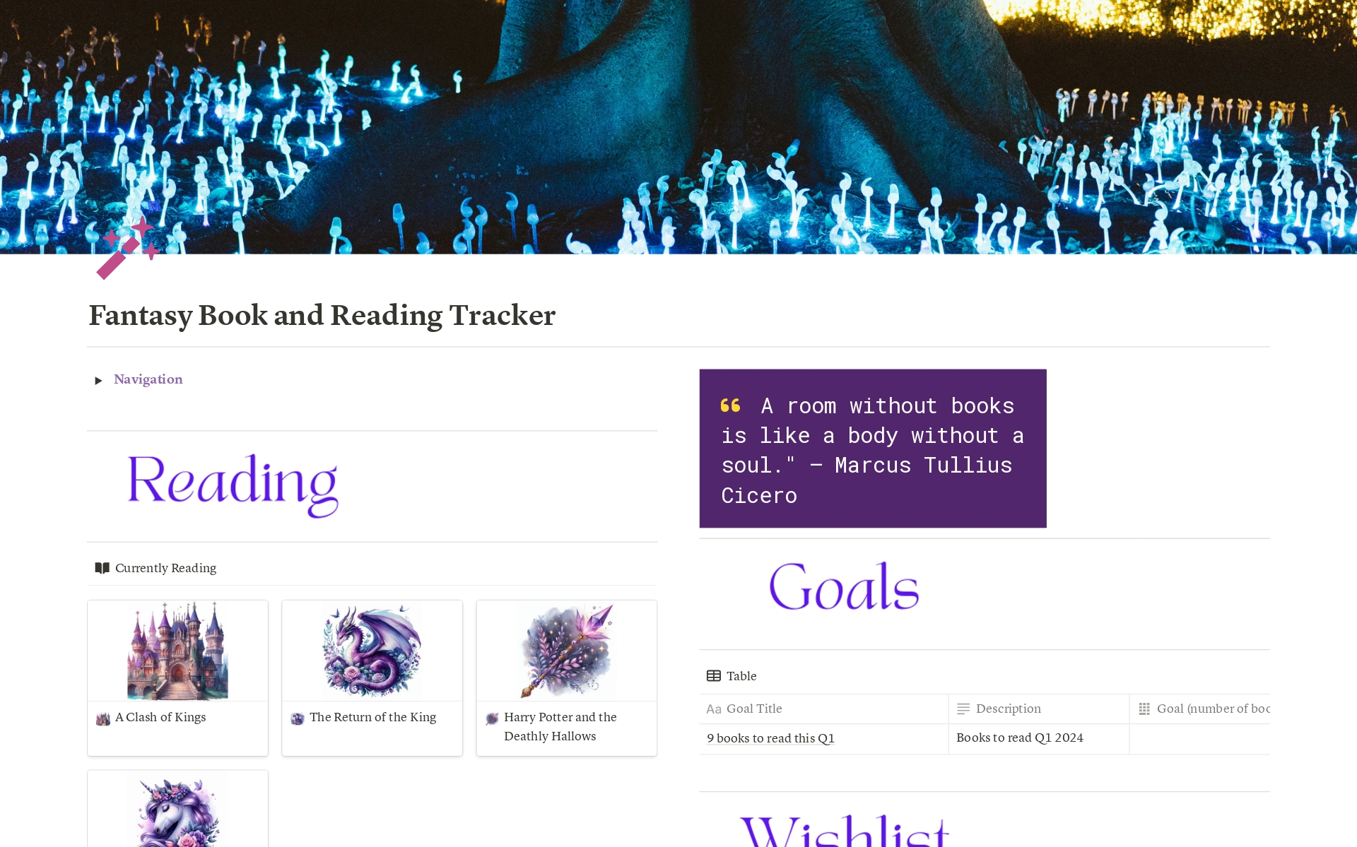 Fantasy Book and Reading Tracker Template | Notion Marketplace