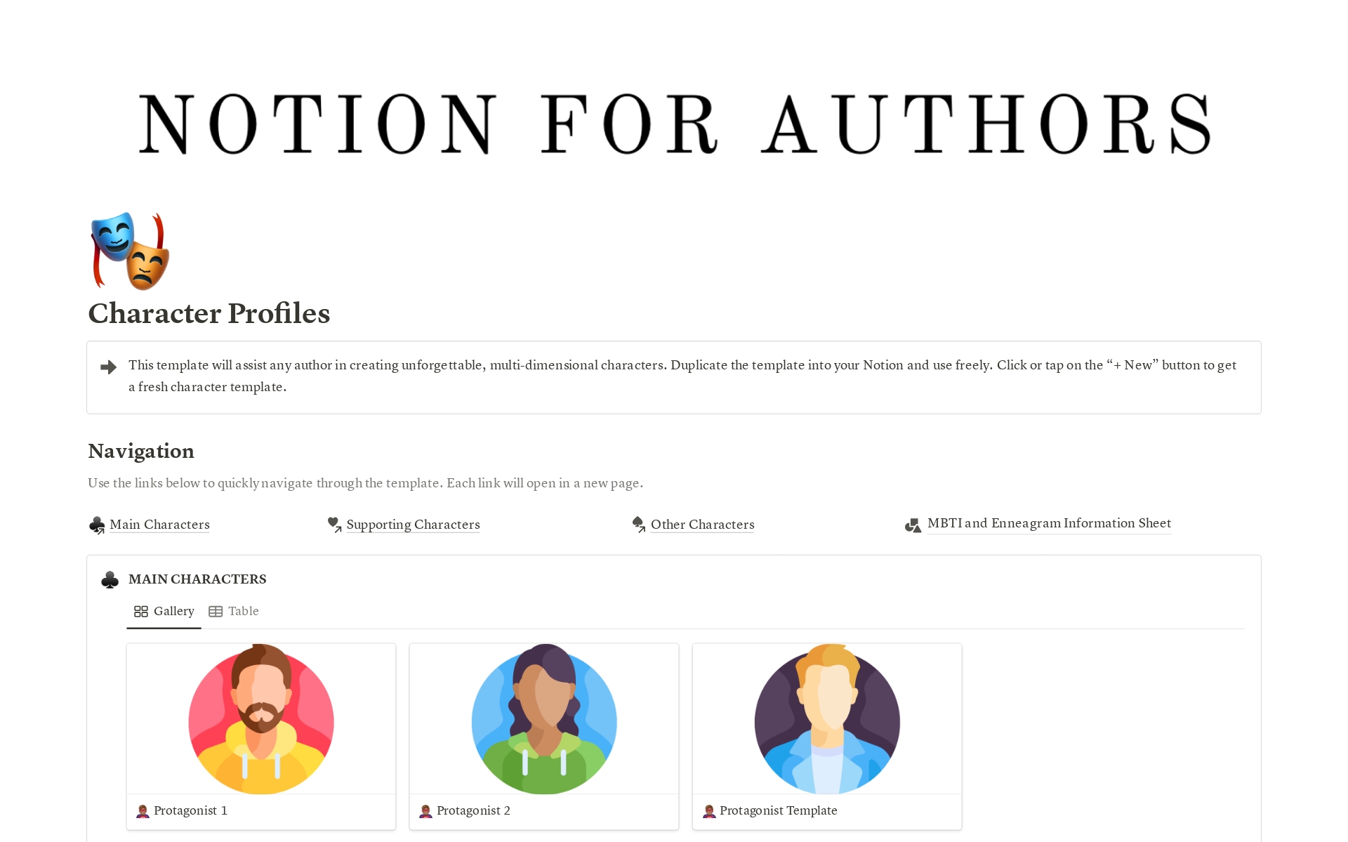 Character Profiles Template by Notion for Authors | Notion Marketplace