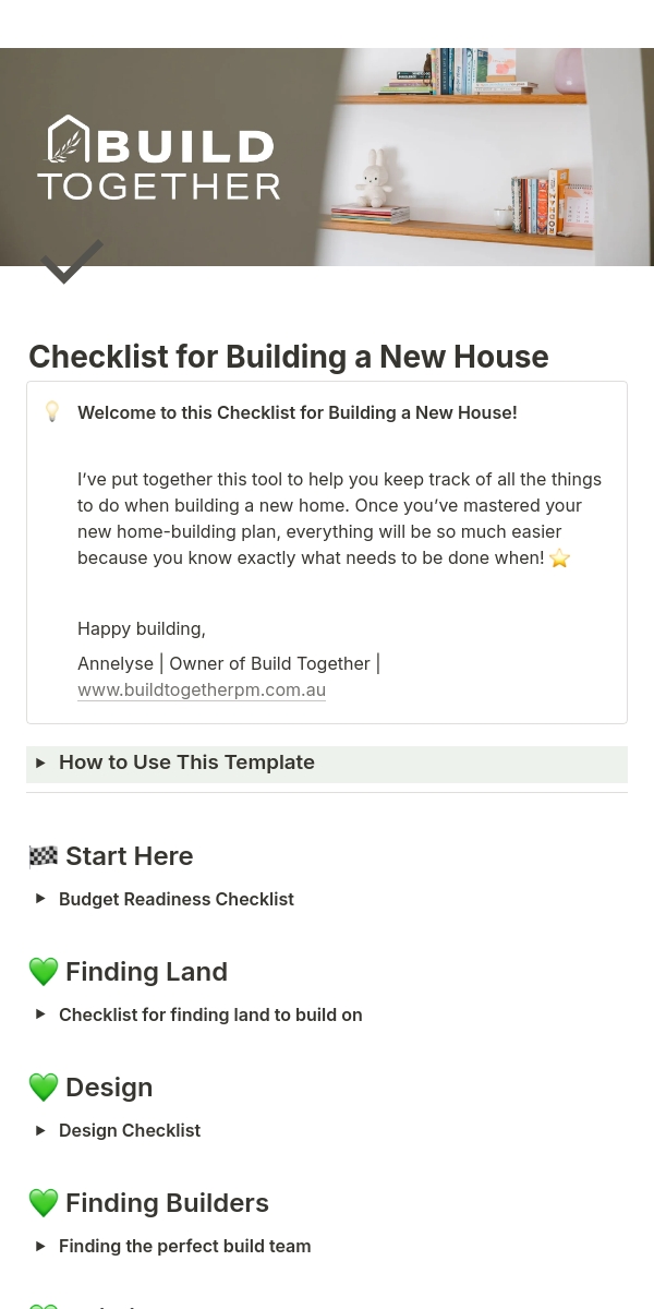 Printable New House Checklist