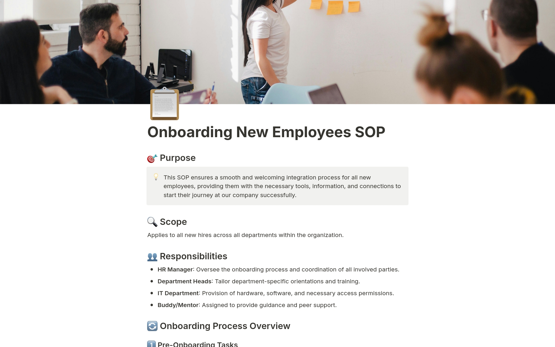Onboarding New Employees SOP のプレビュー