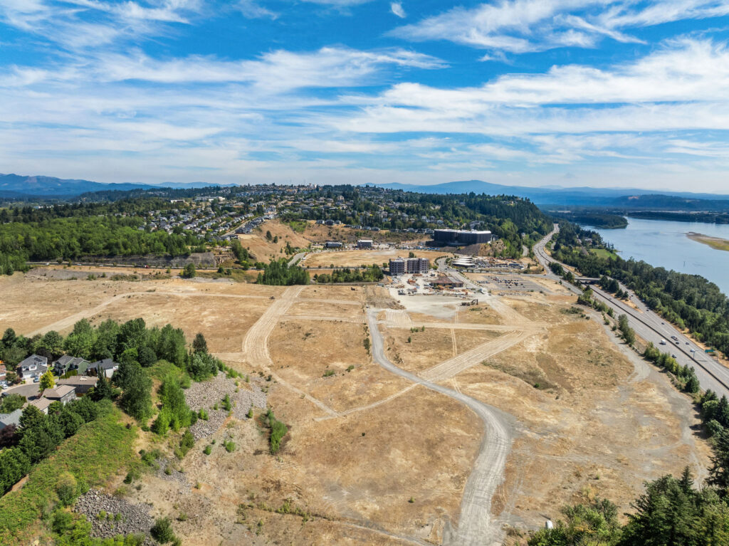 Land lot drone image of Romano Capital's Quarry District in East Vancouver