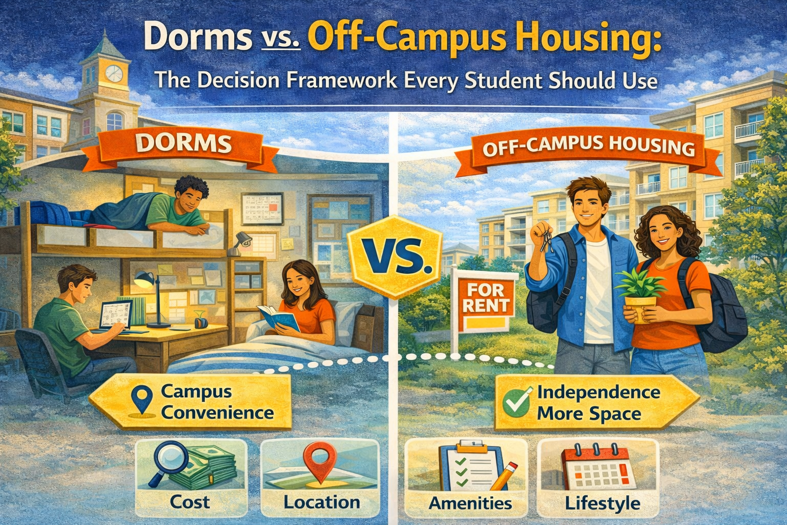 Dorms vs. off-campus housing comparison