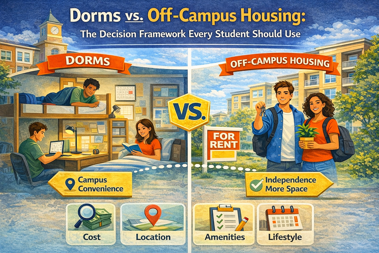 Dorms vs. off-campus housing comparison