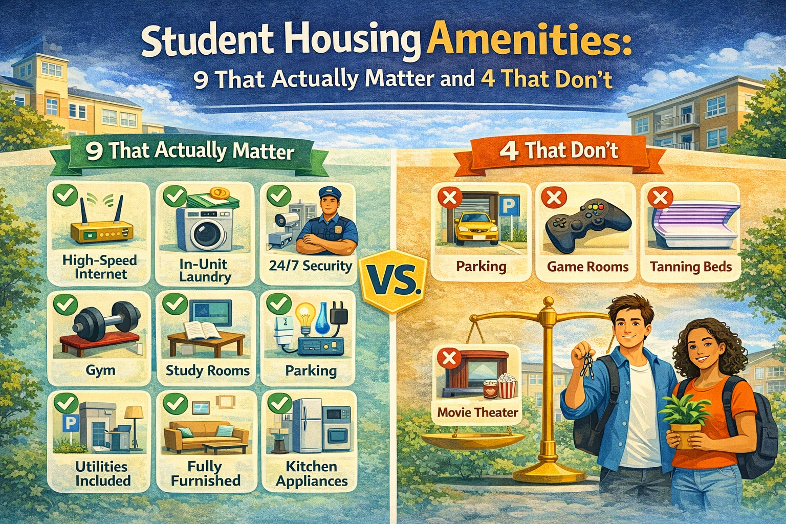 Student Housing Amenitie - 9 That Actually Matter and 4 that doesn't