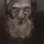 Rostros de indigentes realizados por Edith Suárez. LAPRENSA/LISSA VILLAGRA