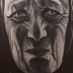 Rostros de indigentes realizados por Edith Suárez. LAPRENSA/LISSA VILLAGRA