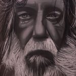 Rostros de indigentes realizados por Edith Suárez. LAPRENSA/LISSA VILLAGRA