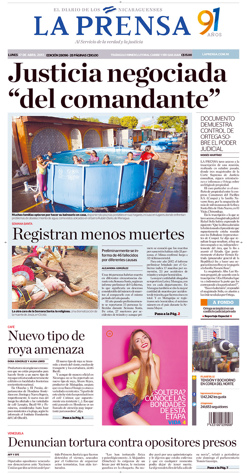 Portada LA PRENSA – 17.04.2017