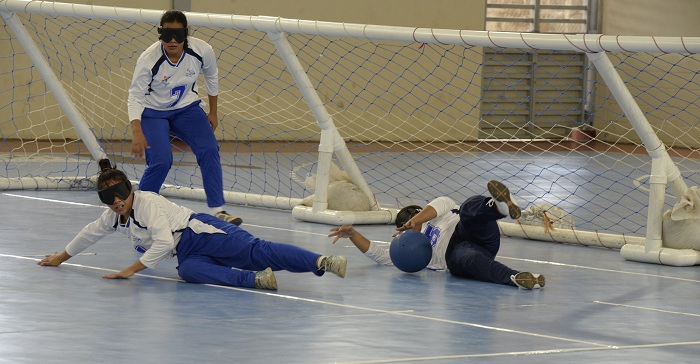 El equipo nicaragüense femenino de golbol se impuso frente a Honduras en su primer duelo de los Juegos Paracentroamericanos. LA PRENSA/MANUEL ESQUIVEL