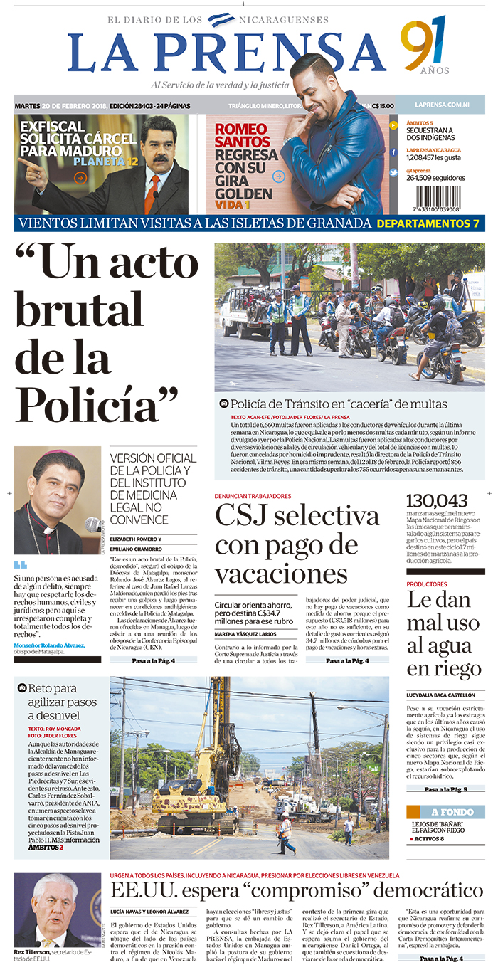 Portada impresa 20-02-2018