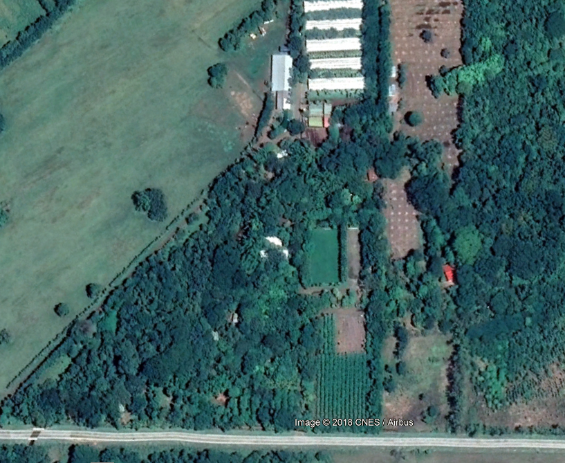 Imagen satelital de la finca de Chico López llamada La Sobriedad. Ubicada en el km 37 de la vieja carretera que une a Managua con León, esta propiedad de varias manzanas está al lado de Agro Tecnosa, empresa que también pertenece a Chico y su familia. LA PRENSA / Google Earth.