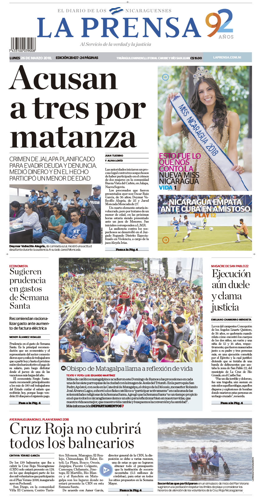 Portada impresa 26-03-2018