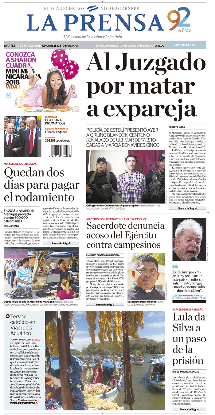 Portada impresa 27-03-2018