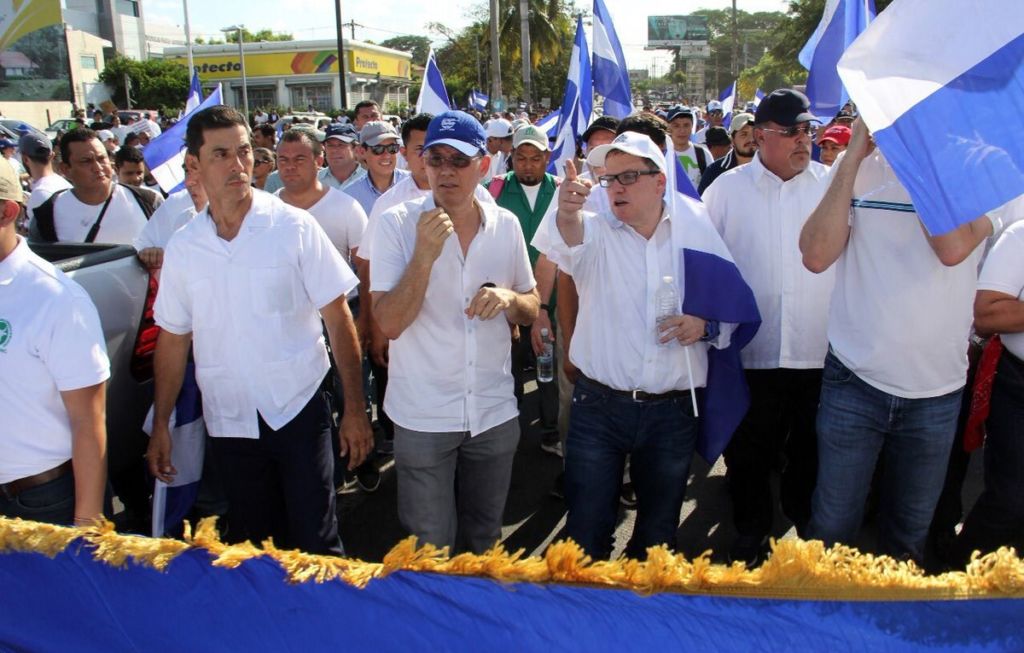 Los empresarios aglutinados en Cosep, Amcham y Conimipyme en la marcha por la paz en Nicaragua. LA PRENSA/ CORTESÍA COSEP