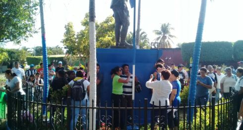 Conflicto entre pobladores y turbas orteguistas por resguardo de monumento en Niquinohomo