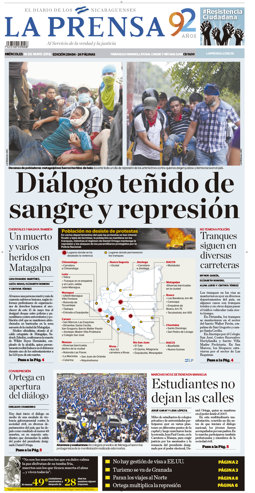 Portada impresa 16-05-2018