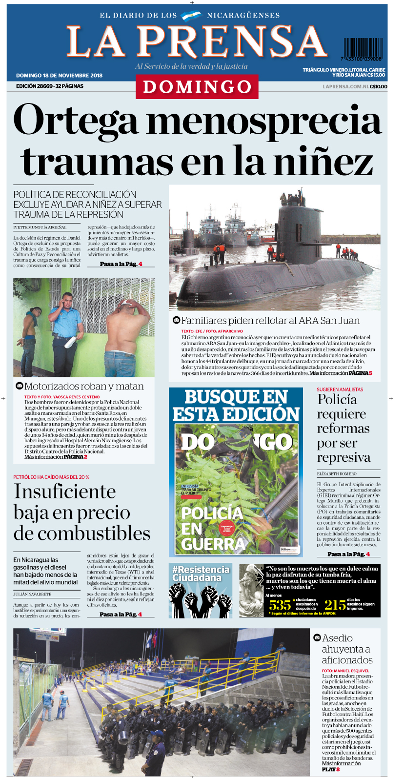 Portada impresa 18-11-2018