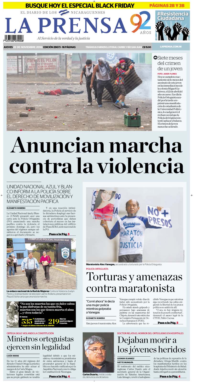 Portada impresa 22-11-2018