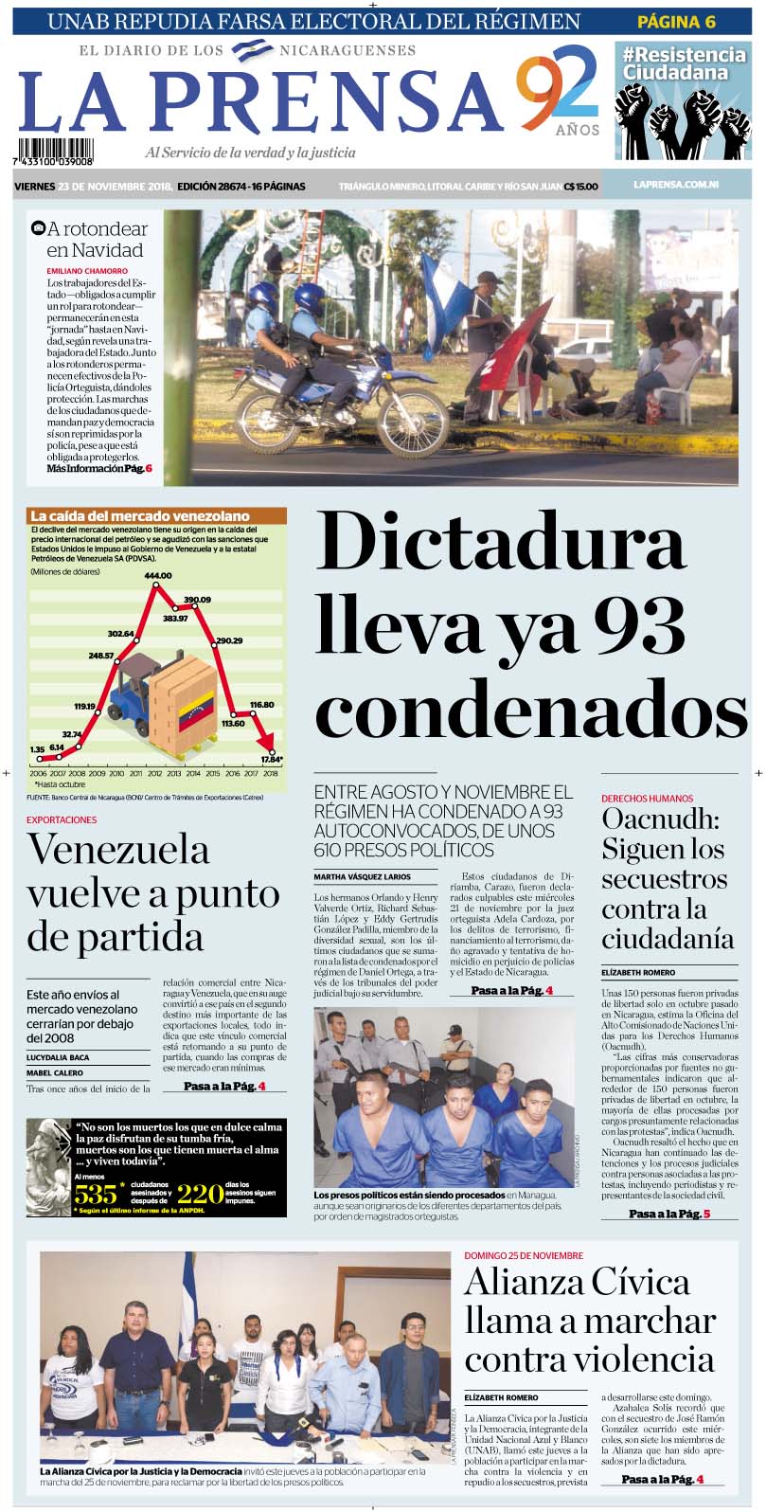 Portada impresa 23-11-2018