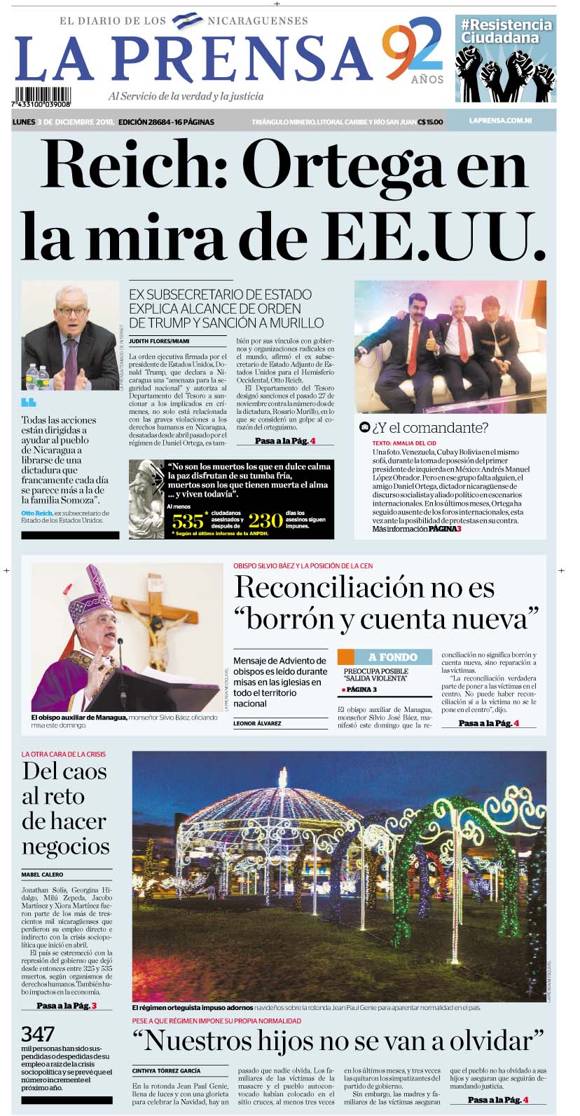 Portada impresa 3-12-2018