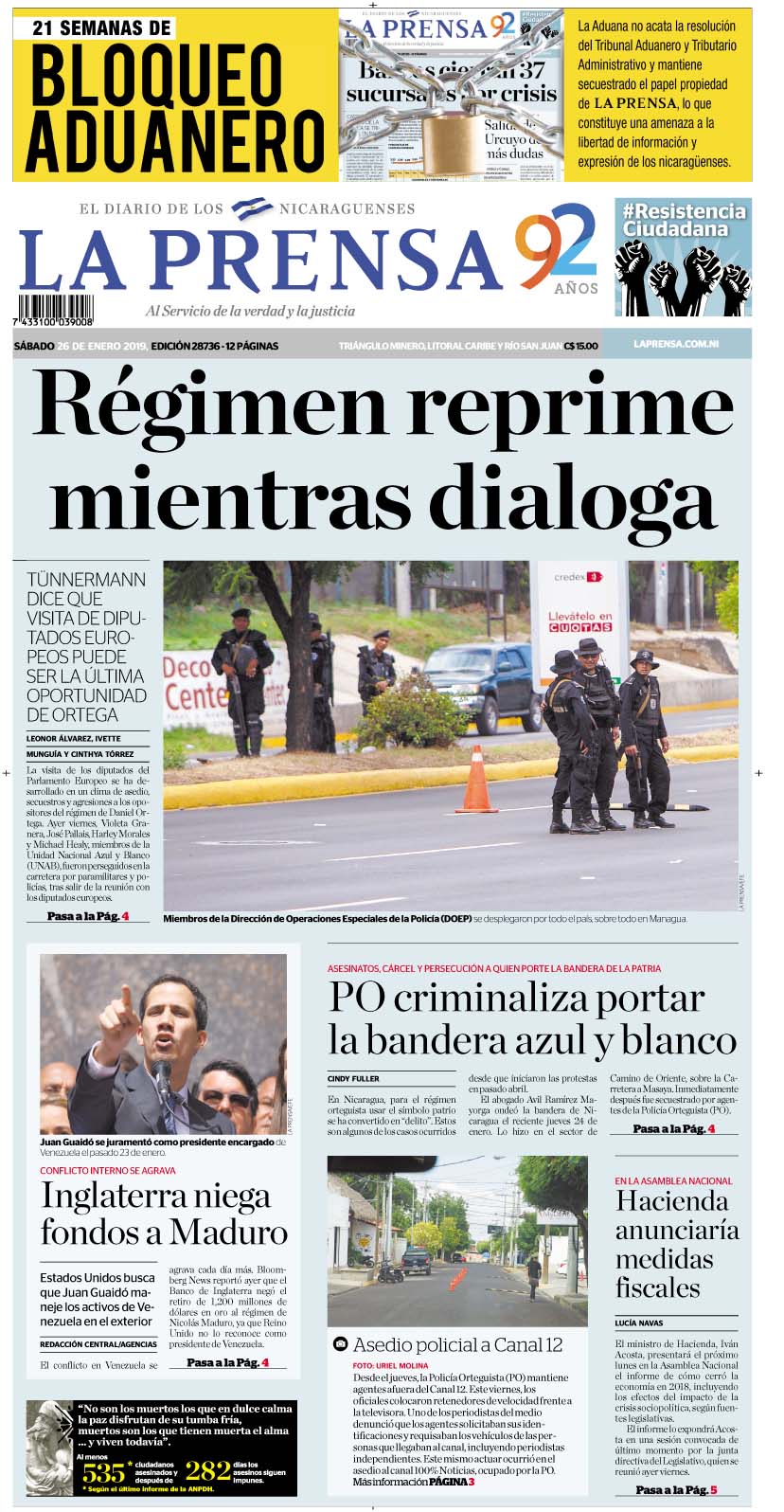 Portada impresa 26-1-2019