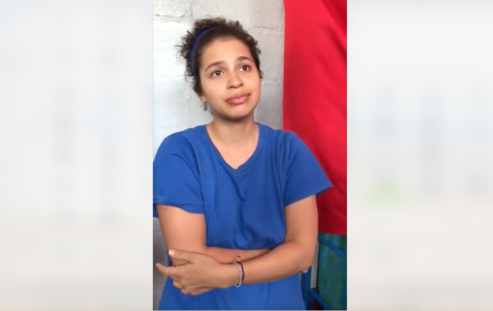 La presa política Amaya Coppens durante la visita que realizaron eurodiputados a la cárcel de mujeres La Esperanza. LA PRENSA/ CAPTURA