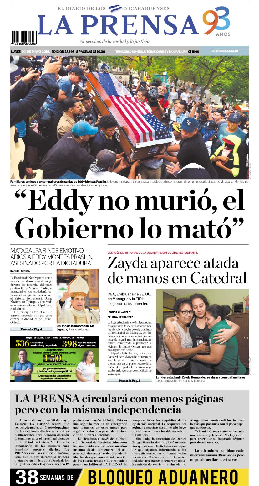 Portada impresa 20-5-2019