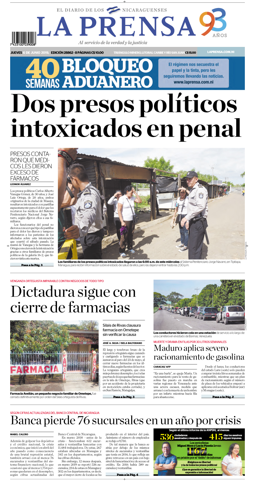 Portada impresa 06-06-2019