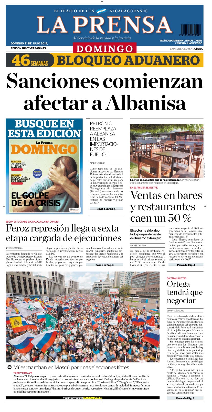 Portada impresa 21-7-2019