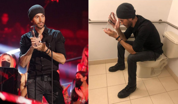 Enrique Iglesias criticado por posar en inodoro con su Latin Billboard