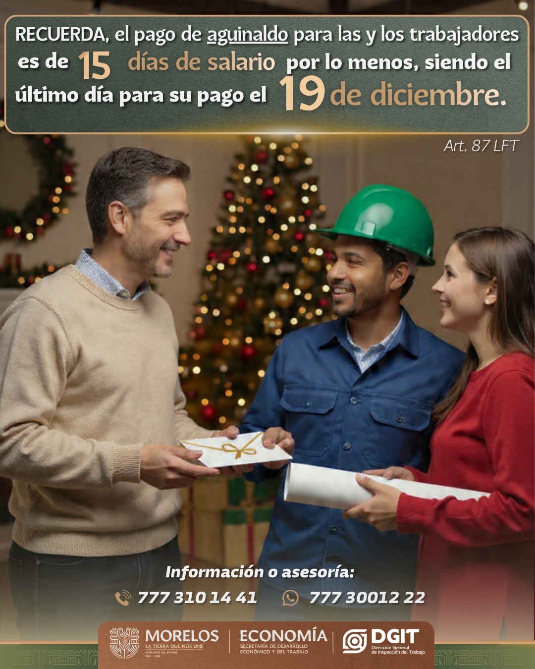 LLAMA GOBIERNO DEL ESTADO A EMPRESAS A CUMPLIR CON PAGO DE AGUINALDO